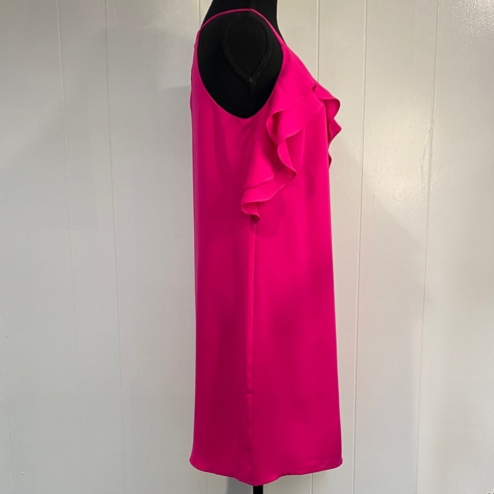 Slip Dress Fuchsia Hot Pink Ruffle Feminine Summer Cocktail Event Bridal Size XS - Picture 5 of 11